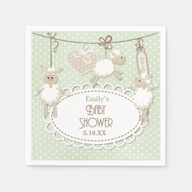 Little Lamb Leksak Baby Shower Papper Napkins Pappersservett (Framsidan)