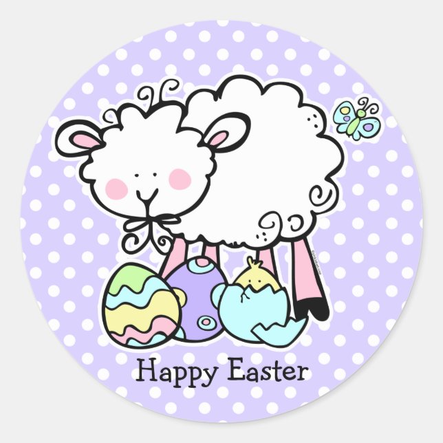 Little Lamb Påsk Sticker Runt Klistermärke (Framsida)