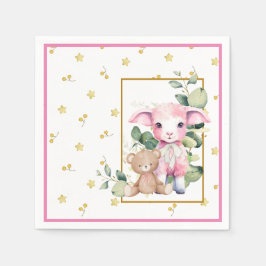 Little Lamb | Rosa Baby Shower Napkin Pappersservett