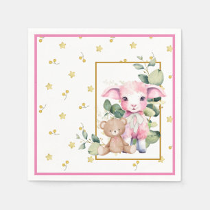 Little Lamb Rosa Baby Shower Napkin Pappersservett