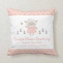 Little Lamb Rosa Cute Girl Birth Stats Nursery