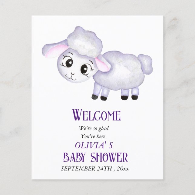Little Lamb Sheep Baby Shower Flygblad (Framsidan)