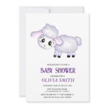 Little Lamb Sheep Baby Shower-inbjudan