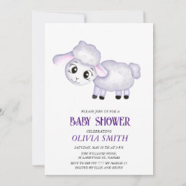 Little Lamb Sheep Baby Shower-inbjudan Spara Datumet