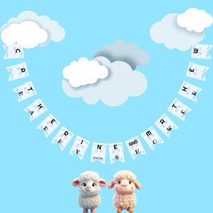 Little Lamb Soaring High in Boy Blue Balloon Vimplar