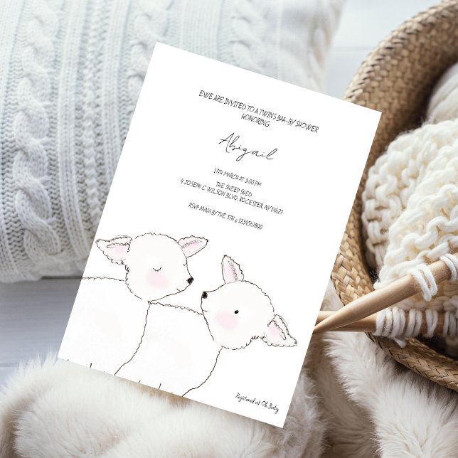 Little Lamb Twillingars Baby Shower Inbjudningar (Skapare uppladdad)