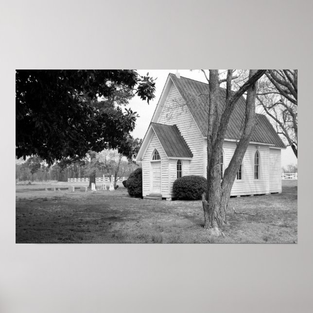 Little Land Church in Black and White Poster (Framsidan)