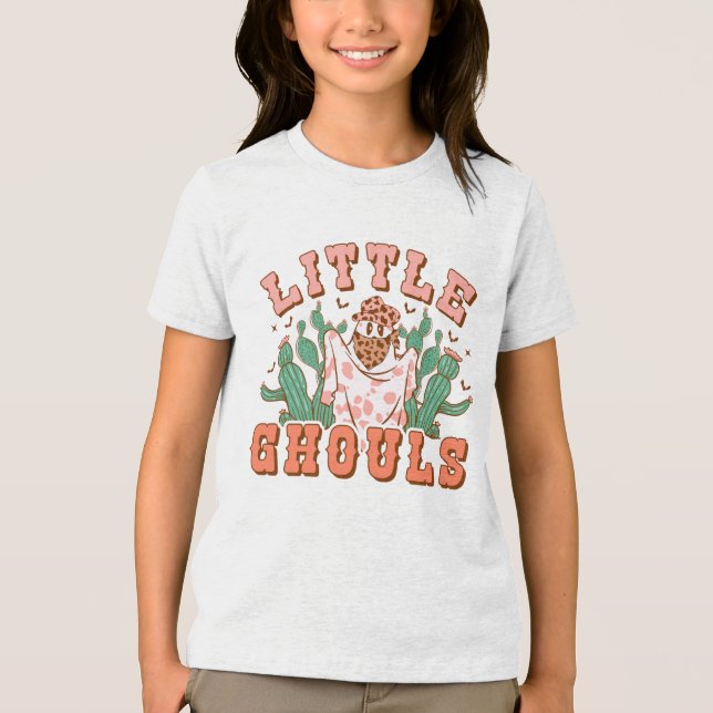 Little Land Ghouls Halloween Ghost Typography T Shirt (Framsida)