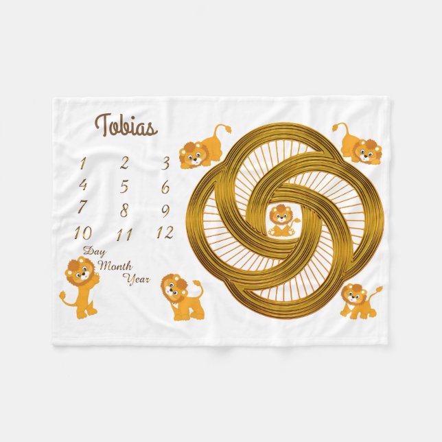 Little Lejon Baby Milestone Blanket Storlek 40 x 3 Fleecefilt (Framsidan (Horisontell))