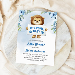 Little Lejon Baby Shower - Blue Jungle Theme Inbjudningar