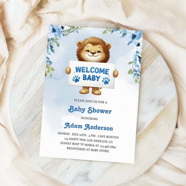 Little Lejon Baby Shower - Blue Jungle Theme Inbjudningar (Skapare uppladdad)