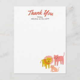 Little Lejon Baby Shower Flat Tackkort Cards Anteckningskort