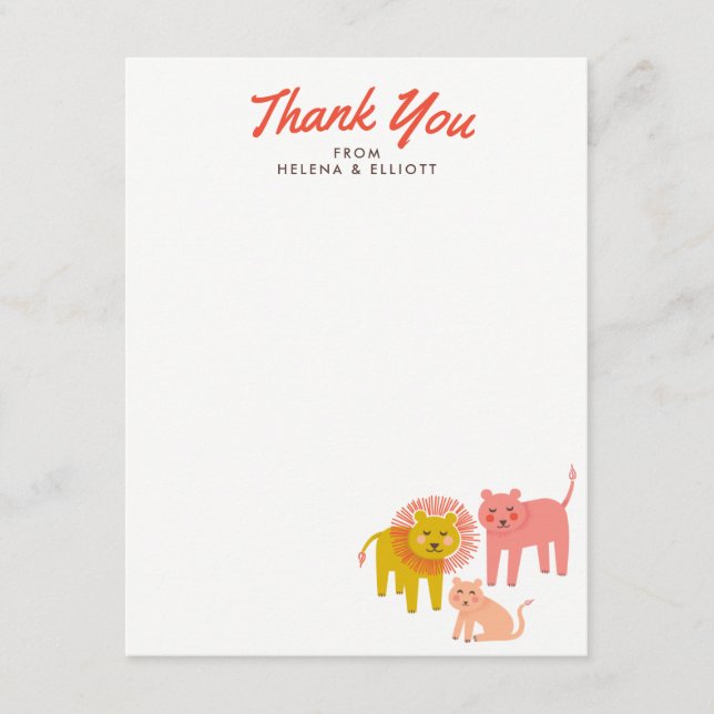 Little Lejon Baby Shower Flat Tackkort Cards Anteckningskort (Framsida)