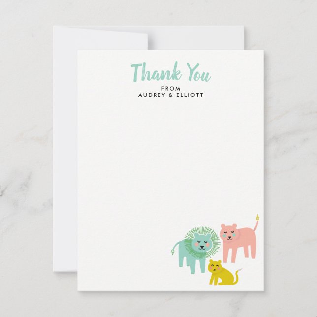 Little Lejon Baby Shower Flat Tackkort Cards Tack Kort (Framsida)