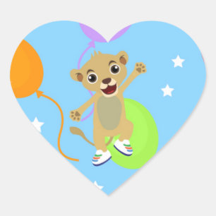 Little Lejon Sticker Hjärtformat Klistermärke