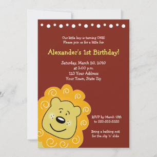 Little Leo Lejon BIRTHDAY-inbjudan 5 x 7 Inbjudningar
