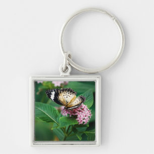 Little Leopard Vingar Keychain Fyrkantig Silverfärgad Nyckelring
