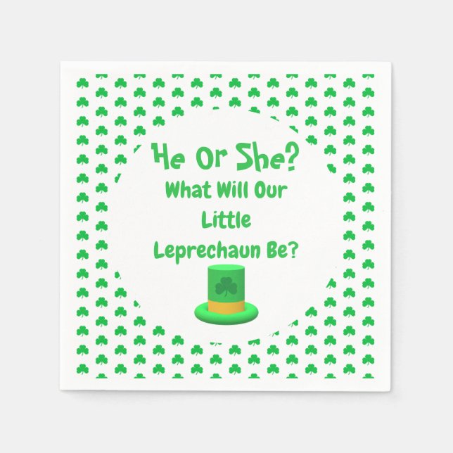 Little Leprechaun Gender Reveal Pappersservett (Framsidan)