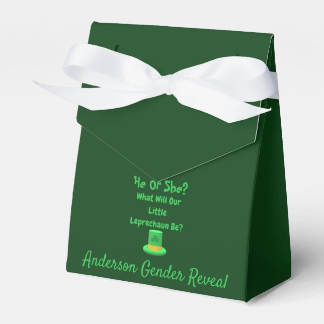 Little Leprechaun Gender Reveal Presentaskar (Framsidan Sidan)
