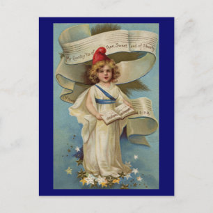 Little Liberty Girl Sjungas My Land 'Tis of Thame Vykort