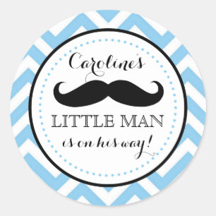 Little Lil'Man Mustache Boy Shower Favor Runt Klistermärke