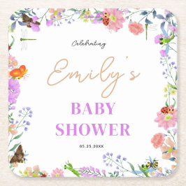 Little Love Bug Baby Shower Underlägg Papper Kvadrat