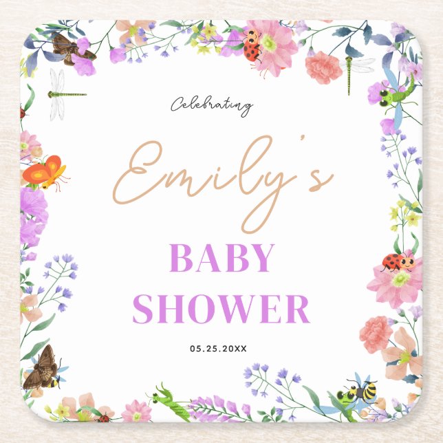 Little Love Bug Baby Shower Underlägg Papper Kvadrat (Framsidan)
