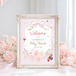 Little Love Bug Bloom Baby Shower Welcome  Poster