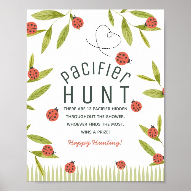 Little Love Bug Ladybug Green Baby Pacifier Hunt Poster (Framsidan)