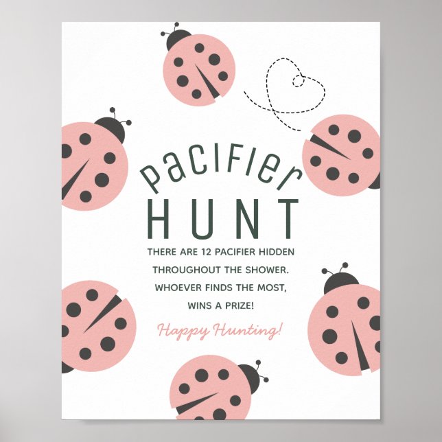 Little Love Bug Ladybug Pink Baby Pacifier Hunt Poster (Framsidan)