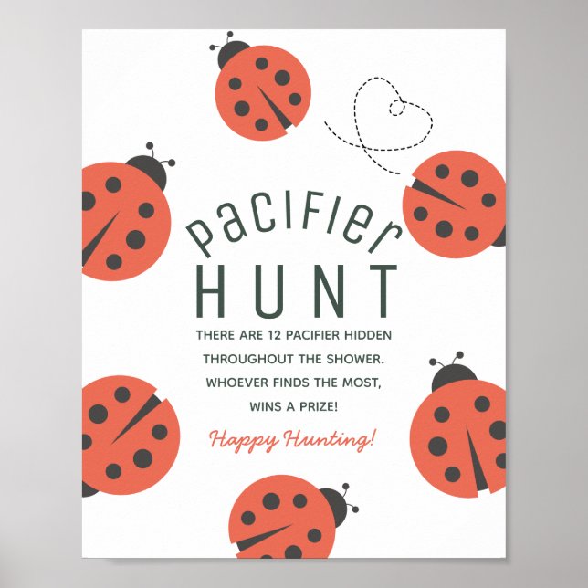 Little Love Bug Ladybug Red Baby Pacifier Hunt Poster (Framsidan)