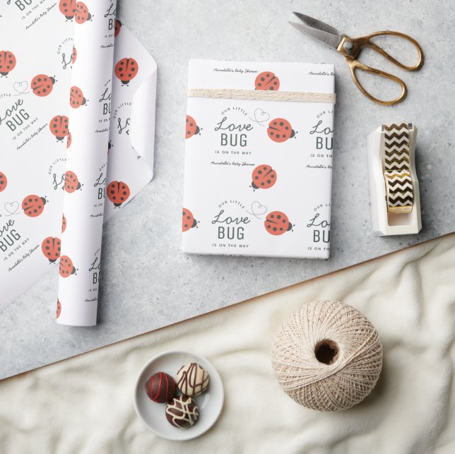 Little Love Bug Ladybug Red Baby Shower Presentpapper (Hantverk)