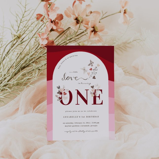 Little Love Valentine | Boho 1-årsdag  Inbjudningar (Skapare uppladdad)