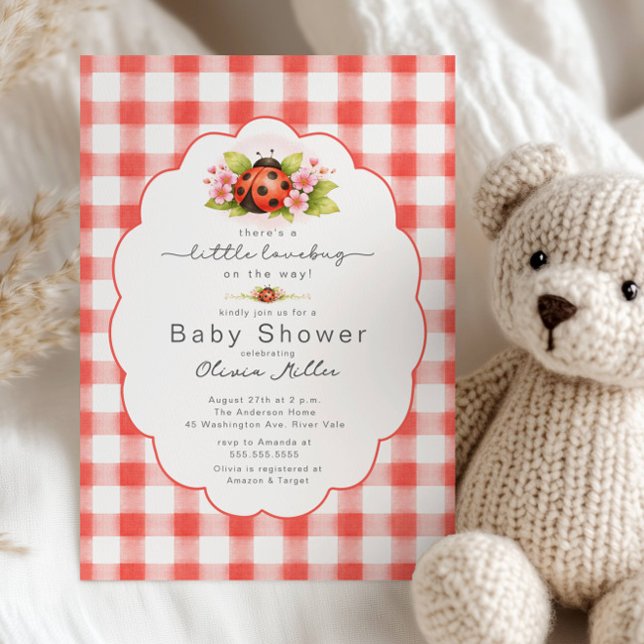 Little Lovebug Gingham Baby Shower  Inbjudningar (Skapare uppladdad)