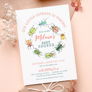 Little Lovebug Girls Baby Shower Inbjudningar