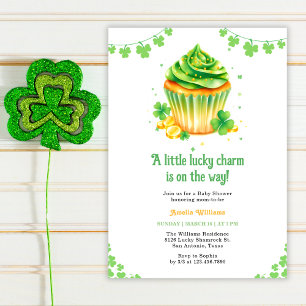 Little Lucky Charm Klöver Cuppie Baby Shower Inbjudningar