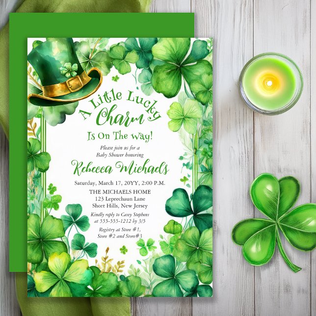 Little Lucky Charm St. Patrick’s Day Baby Shower Inbjudningar (Little Lucky Charm St. Patrick’s Day Baby Shower Invitation -- Print | Digital Download)