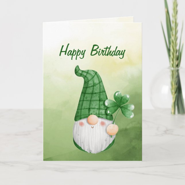Little Lucky Gnome Birthday Önskemål Kort (Framsida)