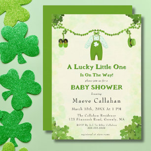 Little Lucky One Shamrock Baby Outfit Baby Shower Inbjudningar