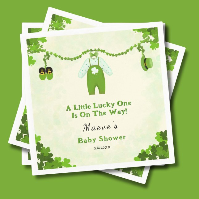 Little Lucky One Shamrock Baby Outfit Baby Shower Pappersservett (Skapare uppladdad)