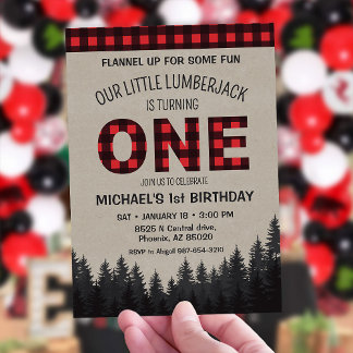 Little Lumberjack First Birthday Inbjudningar