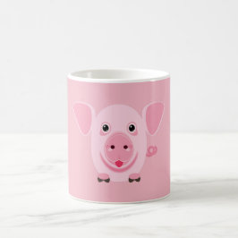Little lycklig gullig rosa gris kaffemugg