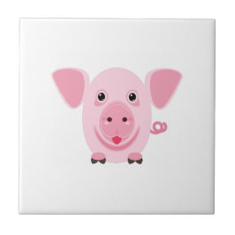 Little lycklig gullig rosa gris kakelplatta