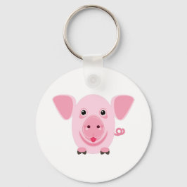 Little lycklig gullig rosa gris nyckelring