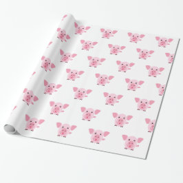 Little lycklig gullig rosa gris presentpapper