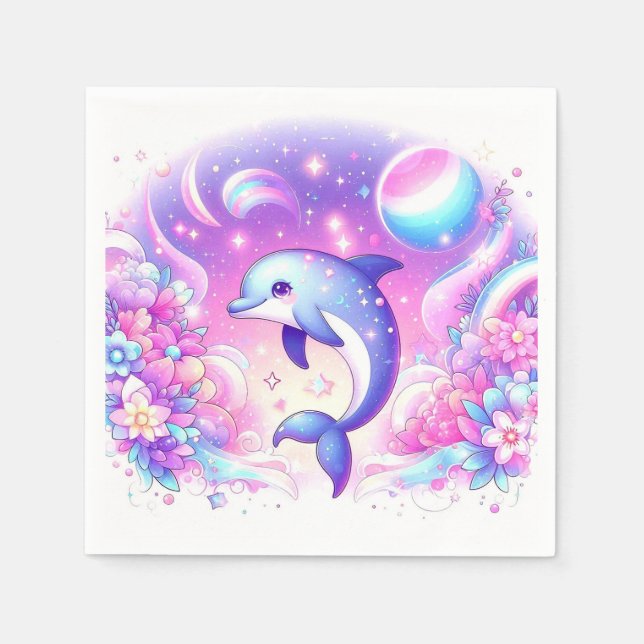 Little Magic Dolphin Baby Shower Pappersservett (Framsidan)