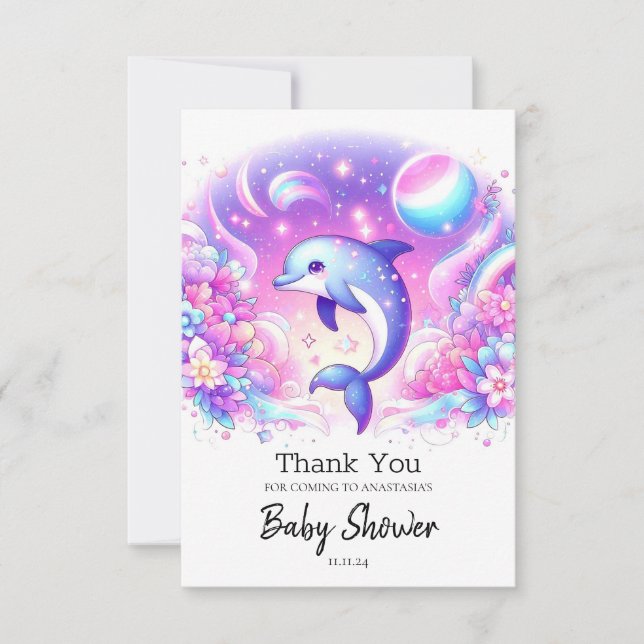 Little Magic Dolphin Baby Shower Tack Kort (Framsida)