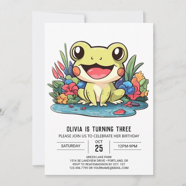 Little Magic Frog Digital Birthday Inbjudningar (Framsida)