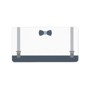 Little Man Address Label, Blue and Grått Adressetikett