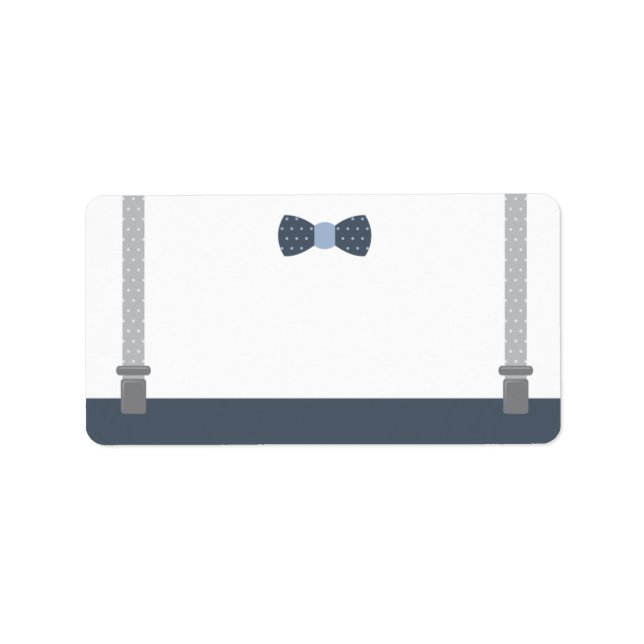 Little Man Address Label, Blue and Grått Adressetikett (Framsidan)